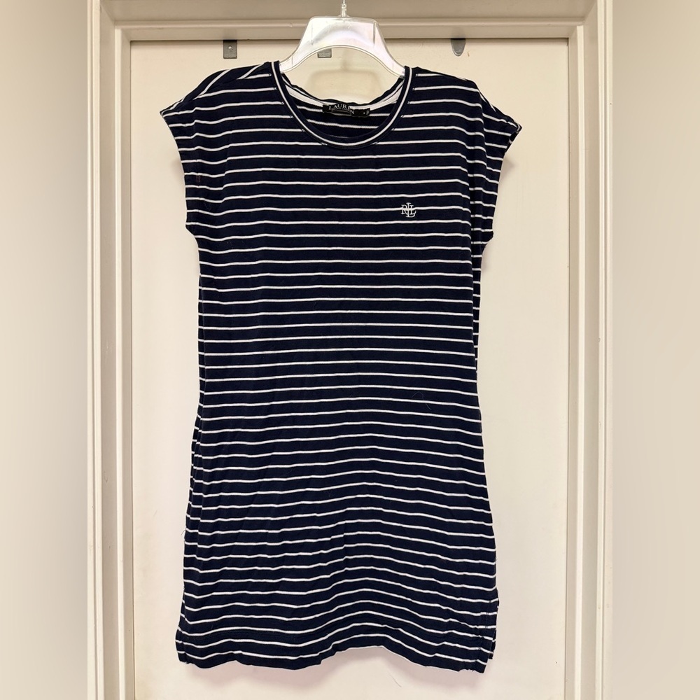 Lauren Ralph Laure navy/white striped Tshirt dress - size S